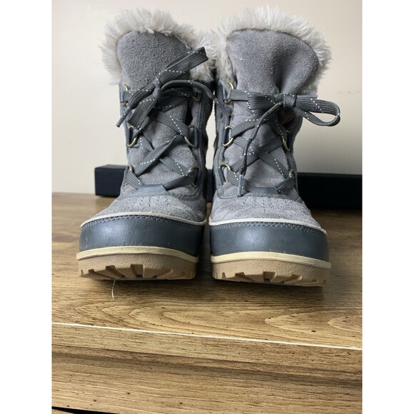 Sorel Boots Womens Size 7 Tivoli II Gray Suede Faux Fur Waterproof Snow - Picture 4 of 13